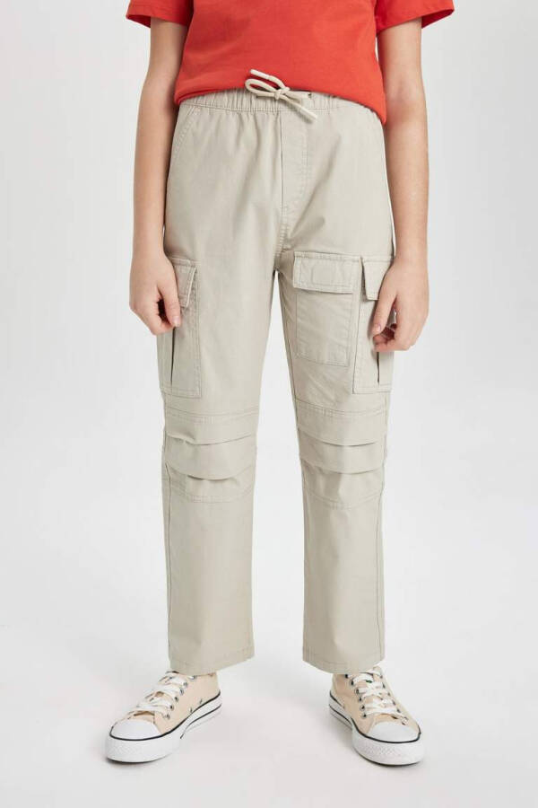 O'g'il bolalar uchun Jogger to'g'ri oyoqli gabardin shim Beige - 7