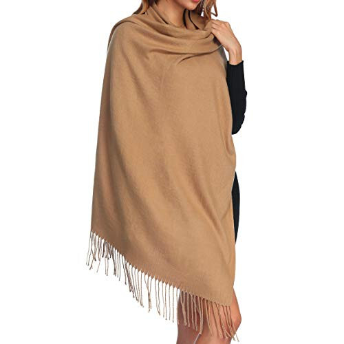 OHAYOMI Womens Thick Soft Pashmina Shawl Wrap Scarf Warm Solid Color Stole - 1