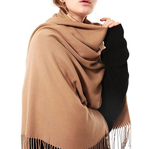 OHAYOMI Womens Thick Soft Pashmina Shawl Wrap Scarf Warm Solid Color Stole - 2