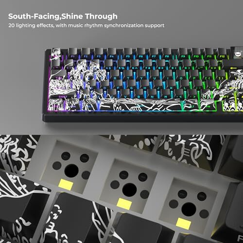 OHY Wireless Mechanical Keyboard with Screen, XVX K98 Tri-Mode Connection RGB Backlit Gaming Keyboard,Creamy Keyboard with Number Pad, Gasket Structure,Hot-Swap Custom Keyboard for Win/Mac-Coral Sea - 5