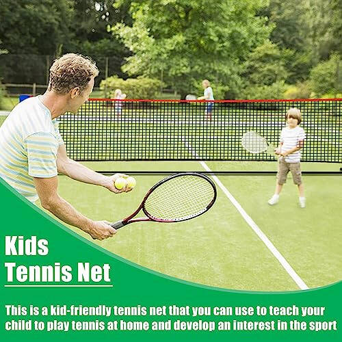 OKAYES Tennis Net, Portable Tennis Net for Driveway, Mini Tennis Net for Kids, Collapsible Tennis Net for Backyard, 35”-63” Height Adjustable Tennis Net | Badminton Net for Backyard, Multipurpose Net - 4