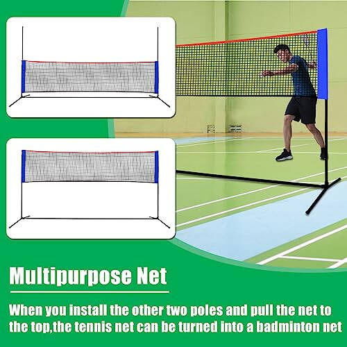 OKAYES Tennis Net, Portable Tennis Net for Driveway, Mini Tennis Net for Kids, Collapsible Tennis Net for Backyard, 35”-63” Height Adjustable Tennis Net | Badminton Net for Backyard, Multipurpose Net - 5