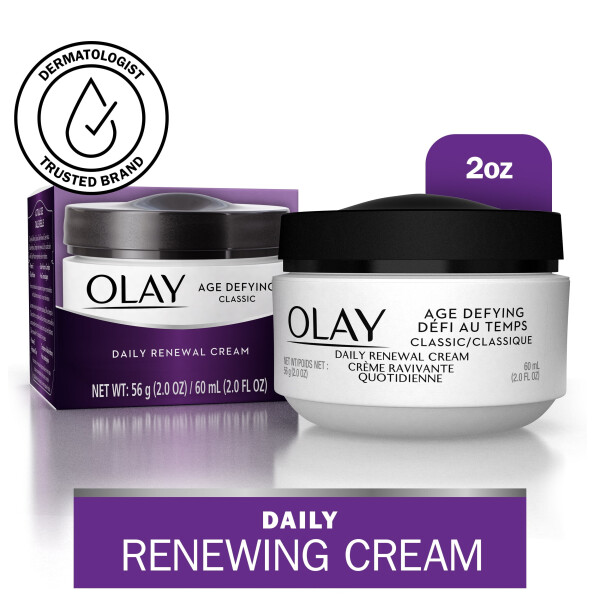 Olay Age Defying Classic Daily Renewal Cream, Увлажняющий крем для лица для тусклой комбинированной кожи, 2 жидкие унции - 1