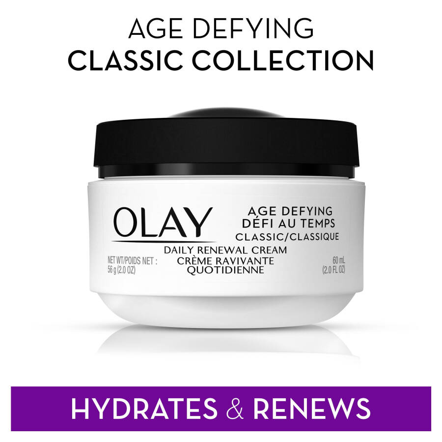 Olay Age Defying Classic Daily Renewal Cream, Увлажняющий крем для лица для тусклой комбинированной кожи, 2 жидкие унции - 3