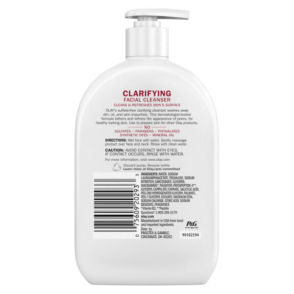 Olay Clarifying Face Wash, Facial Cleanser with Niacinamide, Fights Dryness in All Skin Types, 16 fl oz - 4