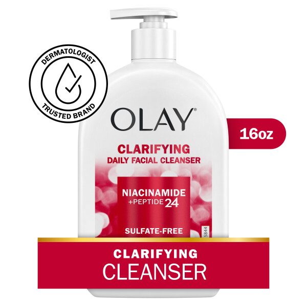 Olay Clarifying Face Wash, очищающее средство для лица с ниацинамидом, борется с сухостью всех типов кожи, 16 жидких унций - 1