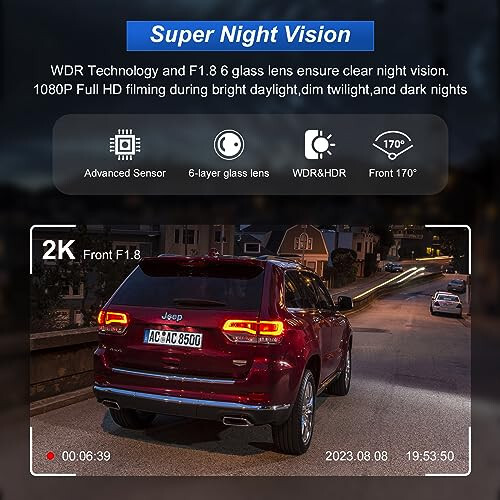 Oldingi Dash Cam, Udatuhao 2K HD Dashcam, Mini Oldingi Avtomobil Kamerasi Wi-Fi, WDR, G-Sensor, 24 soatlik To'xtash, Tsiklik Yozuv, Bepul 64GB Karta - 5