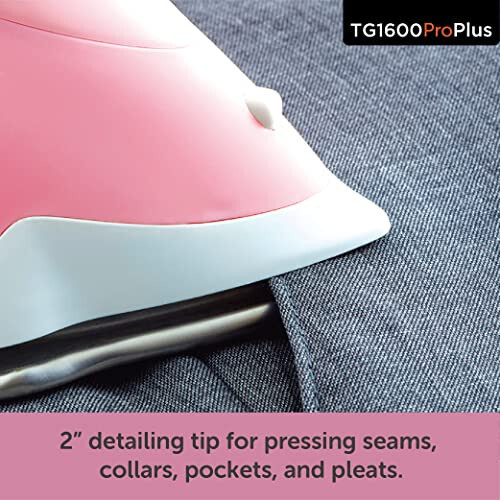 Oliso TG1600 Pro Plus 1800 Watt SmartIron with Auto Lift - for Clothes, Sewing, Quilting and Crafting Ironing | Diamond Ceramic-Flow Soleplate Steam Iron, Pink - 4