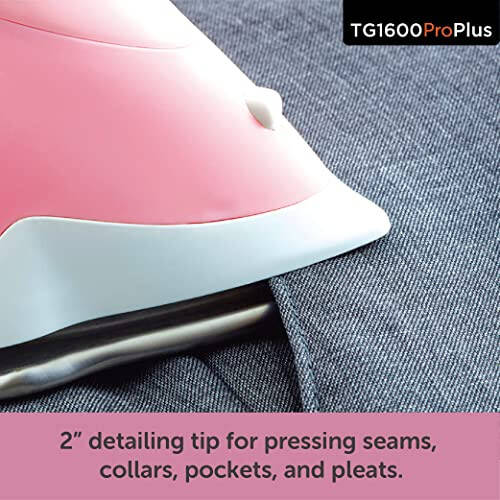 Oliso TG1600 Pro Plus 1800 Watt SmartIron with Auto Lift - for Clothes, Sewing, Quilting and Crafting Ironing | Diamond Ceramic-Flow Soleplate Steam Iron, Pink - 4