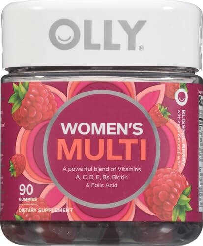 OLLY Kadınlar İçin Çoklu Vitamin Sakızları, A, D, C, E Vitaminleri, Biyotin, Folik Asit, Yetişkinler İçin Çiğnenebilir Vitamin, Çilek Aromalı, 45 Günlük Doz - 90 Adet (Ambalaj Değişebilir) - 2