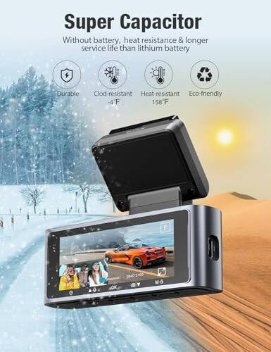 OMBAR 5G WiFi GPS Dash Cam, Ön ve İç 4K/2K/1080P+1080P, 64GB Kart Dahil, 3.18” Ekranlı Araba Kamerası, IR Gece Görüşü, WDR, G-Sensör, Uygulama - 6