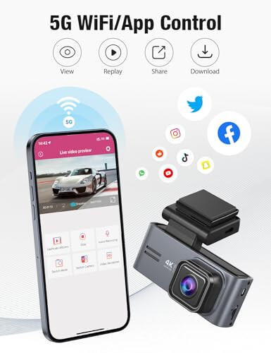 OMBAR Dash Cam 5G WiFi GPS, 3-канальная видеорегистратор для передней и задней части салона 2K+1080P+1080P, 3,18