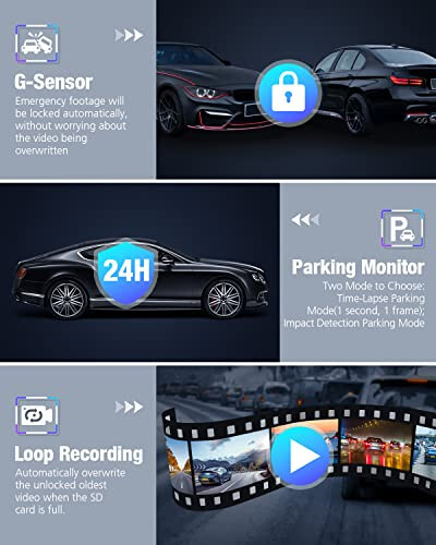OMBAR Dash Cam Front and Rear 4K/2K/1080P+1080P 5G WiFi GPS, Dash Camera for Cars with 64G SD Card, Dual Dash Cam with WDR Night Vision, 24h Parking Mode, 170°Wide, G-Sensor, Loop Recording, APP - 4