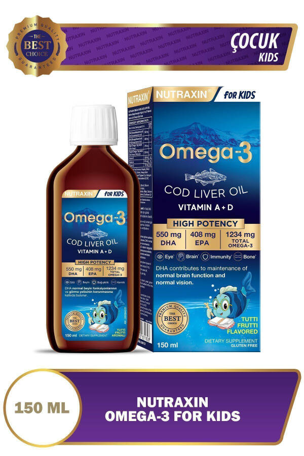 Omega 3 Balık Yağı 150 Ml Tutti Frutti Karaciğer Yağı - DHA 550 Mg EPA 408 Mg - 4