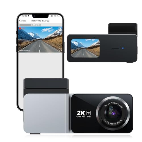 Ön Kamera, Udatuhao 2K HD Dashcam, Mini Ön Araba Kamerası WiFi, WDR, G-Sensör, 24 Saat Park, Döngü Kaydı, Ücretsiz 64GB Kart - 1