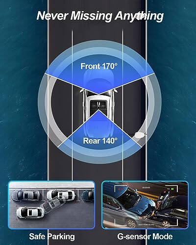 Ön ve Arka 2K+1080P Araç Kamerası, 3 İnç Ekranlı Araç Kamerası, 64GB Kartlı Dash Kameralar, Gelişmiş Gece Görüşü, 170° Geniş Açı, G-Sensör, 24 Saat Park Modu - 10