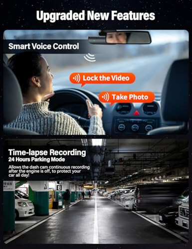 Ön ve Arka 4K Dahili 5GHz WiFi Dash Cam, Arabalar için Çift Ön 4K Arka 1080P Gizli Dash Cam, Ücretsiz 64GB SD Kart, Süper Gece Görüşü, Süper Kapasitör, Park Modu, G-Sensör, USB C Bağlantı Noktası - 6