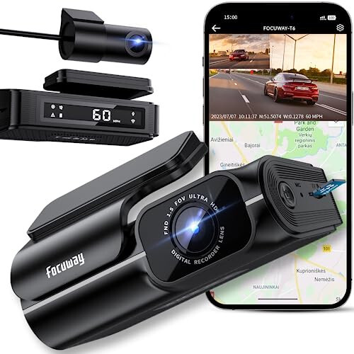 Ön ve Arka 4K Dash Cam, Dahili 5GHz WiFi GPS Hız, Sesli Kontrol, Ücretsiz 64GB SD Kart, Arabalar İçin Çift Dash Kamera, Mükemmel Gece Görüşü, Süper Kapasitör, 24 Saat Park Sensörü, WDR, Type C - 1