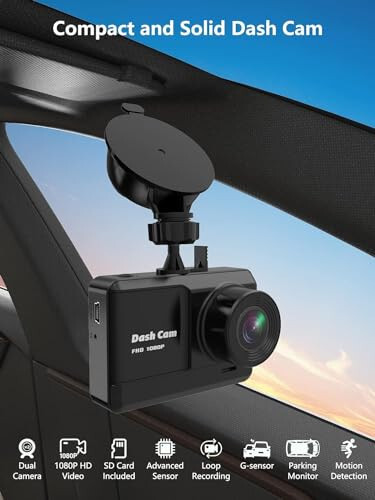 Ön ve Arka Kamera, Mini Dash Cam 1080P Full HD 32GB SD Kartlı, 2.45 inç IPS Ekran, 2 Montaj Yolu, Gece Görüşü, WDR, Kaza Kilidi, Döngü Kaydı, Park Modu - 2