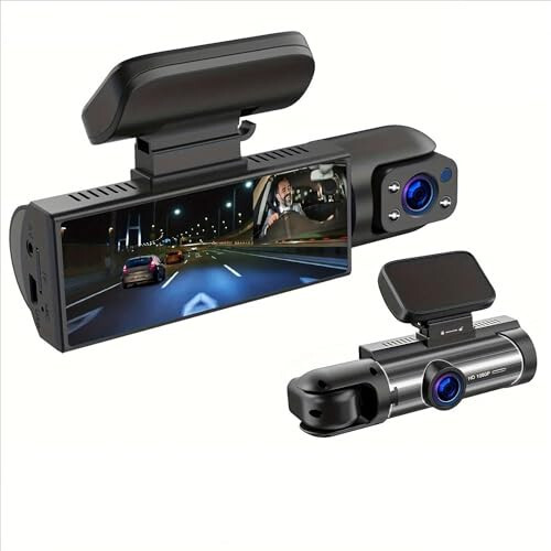 Ön ve İç Dash Kamera, 3.16 inç Dash Cam 1080P, G Sensörü HD Gece Görüşü Döngü Kaydı Geniş Açı Araç DVR (1) - 1