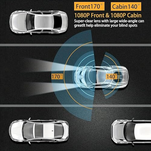 Ön ve İç Dash Kamera, 3.16 inç Dash Cam 1080P, G Sensörü HD Gece Görüşü Döngü Kaydı Geniş Açı Araç DVR (1) - 2