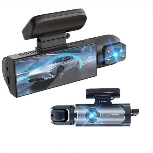 Ön ve İç Dash Kamera, 3.16 inç Dash Cam 1080P, G Sensörü HD Gece Görüşü Döngü Kaydı Geniş Açı Araç DVR (1) - 7