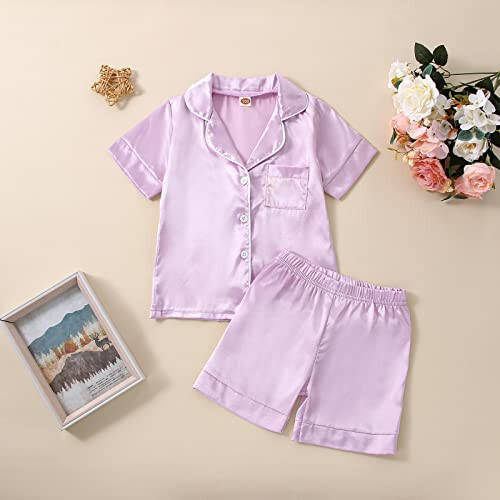 One opening Boy Girl Baby Pajamas Satin Toddler Pajamas Button Down Sleep Suit Kids Pajamas Set Boys Pajamas Girls Pjs - 42