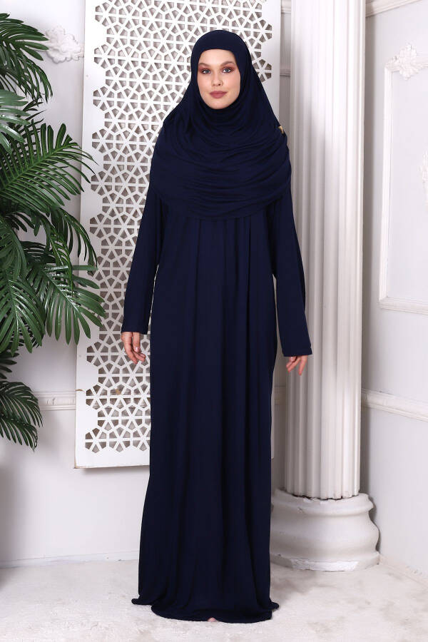 One Piece Practical Covered Prayer Dress 8015 Navy - 1