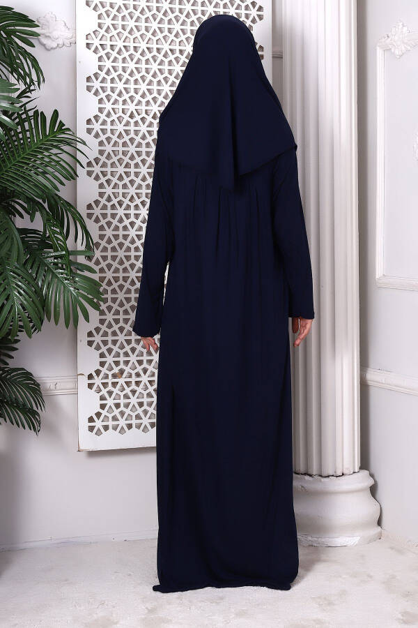 One Piece Practical Covered Prayer Dress 8015 Navy - 6