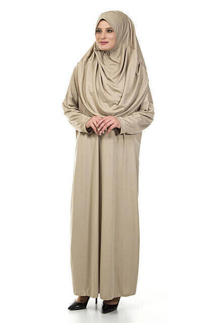 One-Piece Prayer Dress - Mink - 5015 and Prayer Rug and Tasbih - Three-Piece Set - 2