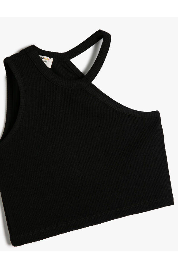 One shoulder, round neck, ribbed athletic top. - 3