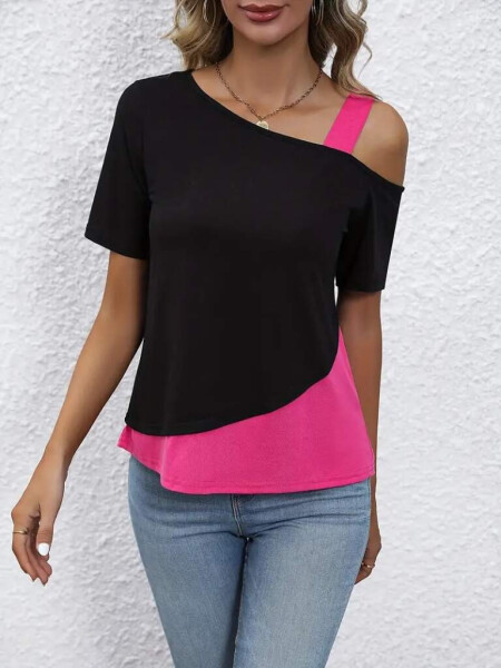 One-shoulder, strap, viscose blouse - 4