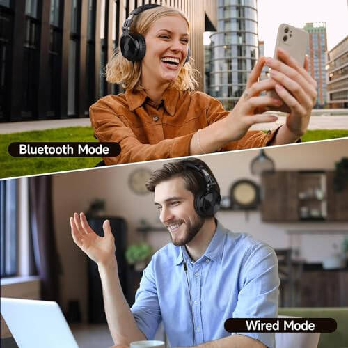 OneOdio Bluetooth Kulak Üstü Kulaklıklar, 110 Saat Kablosuz/Kablolu Stereo Ses Katlanabilir Kulaklıklar Derin Bas 50mm Neodymium Sürücülerle PC/Telefon/Tablet İçin - Studio Wireless Pro C, Siyah - 12