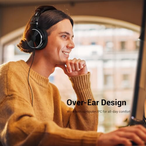 OneOdio Wired Over Ear Headphones Studio Monitor & Mixing DJ Stereo Headsets with 50mm Neodymium Drivers and 1/4 to 3.5mm Jack for AMP Computer Recording Podcast Keyboard Guitar Laptop - Black - 6