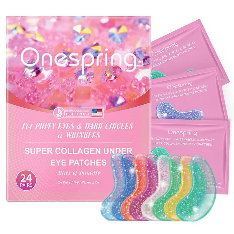 Onespring Under Eye Patches (24 Pairs) - Upgrade Eye Gel Pads for Wrinkles, Puffy Eyes, Dark Circles, Eye Bags, Natural Collagen Eye Gels Pads, Under Eye Mask Patches for Refreshing, Revitalizing - 6