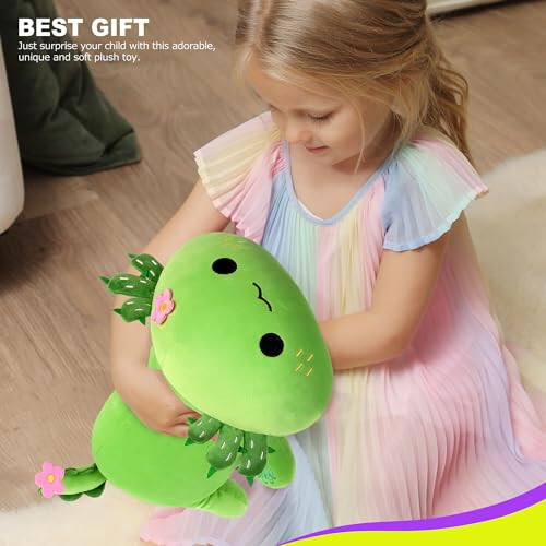 Onsoyours Cute Axolotl Plush, Soft Stuffed Animal Salamander Plush Pillow, Kawaii Plushie Toy for Kids (Axolotl Cactus, 13 inches) - 48