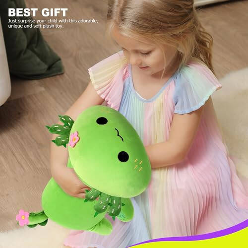 Onsoyours Cute Axolotl Plush, Soft Stuffed Animal Salamander Plush Pillow, Kawaii Plushie Toy for Kids (Axolotl Cactus, 13 inches) - 13