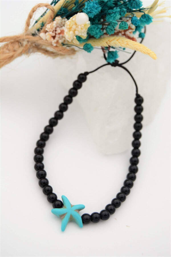 Onyx and Turquoise Metal-Free Anti-Allergic Bracelet - 1