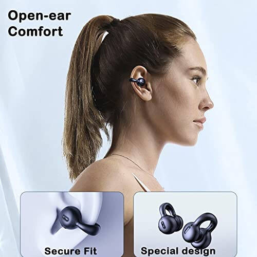 Open Ear Clip Bone Conduction Headphones Wireless Bluetooth Clip On Headset Open Ear Earbuds Head Phones Bone Conduction Earbuds Head Set Bone Conducting Headphones Induction Earphones - 2