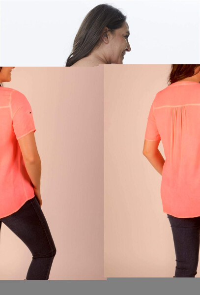 Open Neck Half Sleeve Blouse - 2