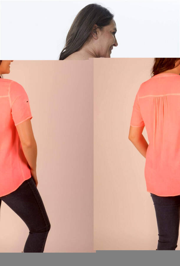 Open Neck Half Sleeve Blouse - 2