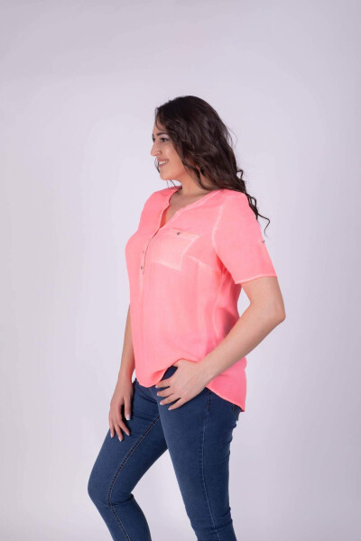 Open Neck Half Sleeve Blouse - 3