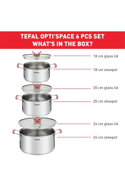 Optispace Çelik Tencere Seti - 6 Parça - 12