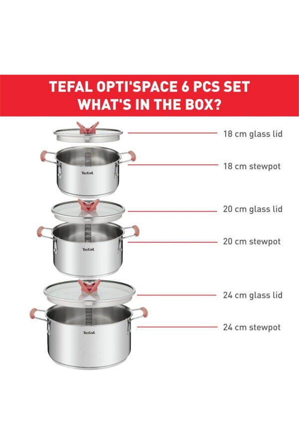 Optispace Po'lat Qozonlar To'plami - 6 Dona - 24