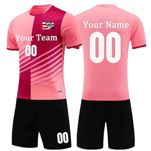 OPUTWDF Custom Soccer Jersey Uniform for Men Women Boy Personalized Jersey Soccer Shirt and Shorts Set with Name Number Logo - 1