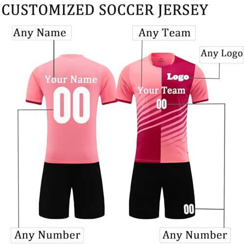 OPUTWDF Custom Soccer Jersey Uniform for Men Women Boy Personalized Jersey Soccer Shirt and Shorts Set with Name Number Logo - 3