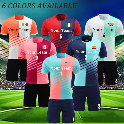 OPUTWDF Custom Soccer Jersey Uniform for Men Women Boy Personalized Jersey Soccer Shirt and Shorts Set with Name Number Logo - 5