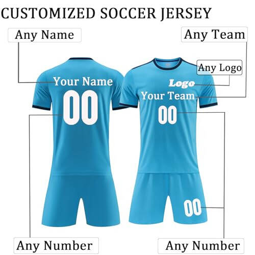 OPUTWDF Personalized Soccer Jersey for Boys Custom Soccer Shirts and Shorts Set With Name for Kids Jersey Soccer Uniform - 8