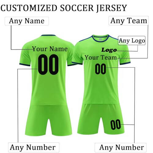 OPUTWDF Personalized Soccer Jersey for Boys Custom Soccer Shirts and Shorts Set With Name for Kids Jersey Soccer Uniform - 6