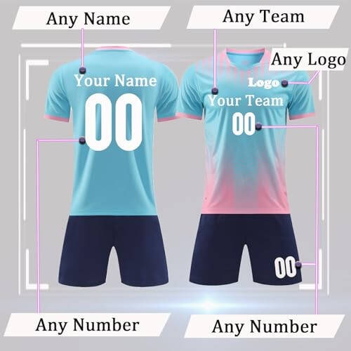 OPUTWDF Personalized Soccer Jersey Kids Men Women Custom Soccer Jersey Kits Adult Boys Team Soccer Shirt and Shorts - 6